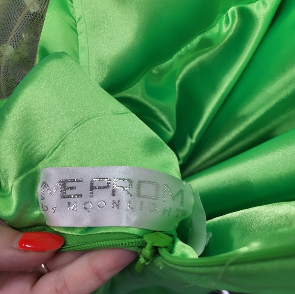 Neon Green Prom Dress by Moonlight - Picture 3 of 4